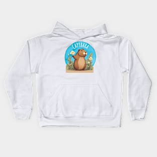 Capybara in the Flowers Kids Hoodie